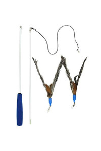 Downtown Pet Supply Cat Toy Wand Set Teaser Exerciser for Cats & Kittens Interactive 4Pcs Set with Multi Feathers and Padded Handles