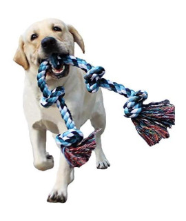 Dog Rope Toys for Aggressive Chewers Tough Rope Chew Toys for Large and Medium Dog 3 Feet 5 Knots Indestructible Cotton Rope for Large Breed Dog Tug of War Dog Toy Teeth Cleaning