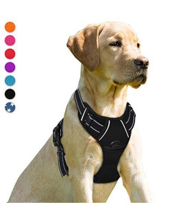 BARKBAY No Pull Dog Harness Front Clip Heavy Duty Reflective Easy Control Handle for Large Dog Walking(Black,L)