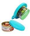 SLSON 2 Pack Pet Food Can Cover Universal Silicone Cat Dog Food Can Lids 1 Fit 3 Standard Size Can Tops (Orange+Blue)