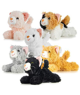Pack of 6 Small Stuffed Cats 6-inch Plush Kittens Toys for Baby Girls Boys Kids