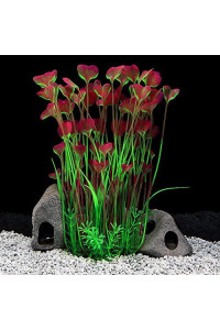 QUMY Large Aquarium Plants Artificial Plastic Fish Tank Plants Decoration Ornament for All Fish (A-Red)