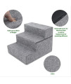 Foldable Pet Steps/Stairs with CertiPUR-US Certified Foam by Best Pet Supplies - Ash Gray Linen, 3-Steps (H: 16.5")