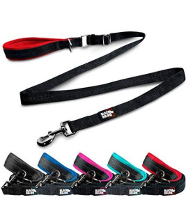 Black Rhino - Dog Leash Adjustable Length (3 -5 Feet) with Soft Neoprene Padded Handle | Heavy Duty Lead for Easy Control | Small Medium Large Breeds | Reflective Stitching (Red/Black)
