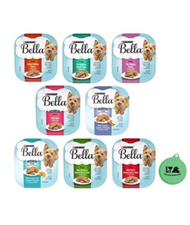 Bella Small Breed Petite Wet Dog Food Variety Pack - 8 Flavor Bundle 3.5 Oz Each Plus My Buddy Notepad