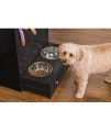 zoovilla Windsor Pet Feeders with storage - dog bowl stand, pet feeder station, Black
