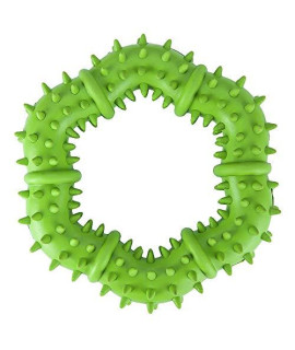 DS Rubber Ring Chew Toy Dog with Thorn Dental Ring for Teething and Training Interactive Playing for Small/Medium Dogs Green