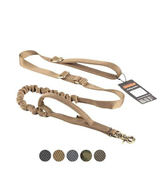 Excellent Elite Spanker Tactical Bungee Dog Leash Military Adjustable Police Dog Training Leash Elastic Leads Rope with 2 Control Handle(COB)