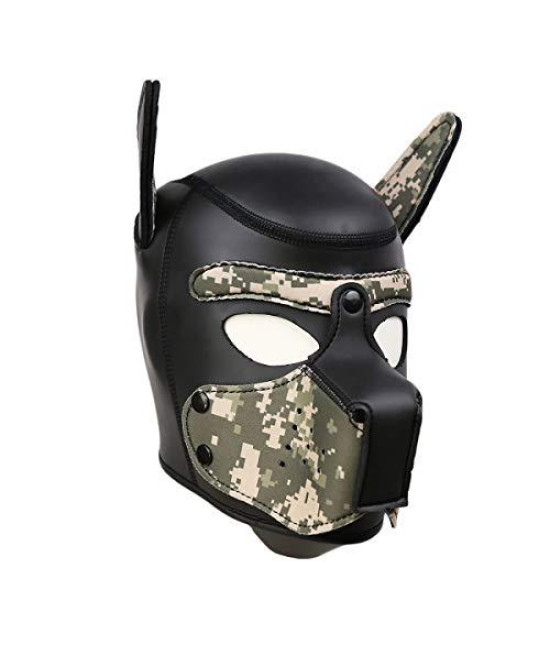 Neoprene Puppy Hood Camo Full Face Mask Cosplay Costume Dog Head Masks