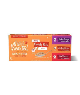 Petco Brand - WholeHearted Grain Free Pate Savory Favorites Adult Wet Cat Food Variety Pack, 2.8 oz., Count of 12, 12 CT