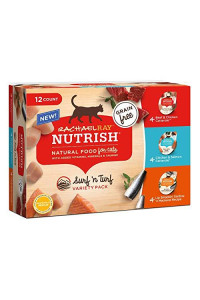 Rachael Ray Nutrish Natural Grain Free Surf 'n Turf Variety Pack Wet Cat Food, 2.8 oz., Pack of 12