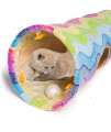 LUCKITTY Cat Plush Tunnel Toy with Ball for Cat Kitten Dog Rabbit 47.2Inch/120Cm (Rainbow Wave)