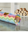 LUCKITTY Cat Plush Tunnel Toy with Ball for Cat Kitten Dog Rabbit 47.2Inch/120Cm (Rainbow Wave)