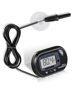Neptonion Aquarium Thermometer LCD Digital Aquarium Thermometer with Suction Cup Fish Tank Water Terrarium Temperature for Fish and Reptiles Like Lizard and Turtle