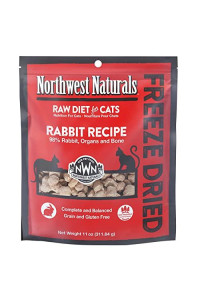 Northwest Naturals Freeze Dried Diet for Cats - Rabbit Cat Food - Grain-Free, Gluten-Free Pet Food, Cat Training Treats - 11 Oz.