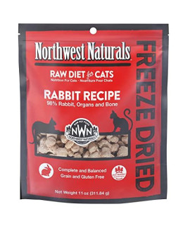 Northwest Naturals Freeze Dried Diet for Cats - Rabbit Cat Food - Grain-Free, Gluten-Free Pet Food, Cat Training Treats - 11 Oz.
