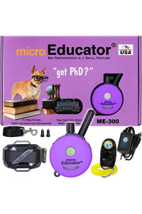 E-Collar - ME-300 - Waterproof Remote Trainer Micro Educator 1/3 Mile Range - Designed for Smaller Dogs - Static, Vibration and Sound Stimulation Collar with PetsTEK Dog Training Clicker