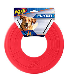 Nerf Dog Atomic Flyer Dog Toy, Frisbee, Lightweight, Durable and Water Resistant, Great for Beach and Pool, 10 inch diameter, for Medium/Large Breeds, Single Unit, Red