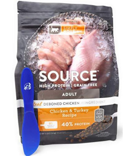 SIMPLY NOURISH Source Adult Dry Cat Food, Chicken and Turkey, 5 Pounds and Especiales Cosas Spatula