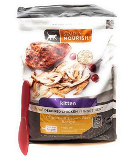 Simply Nourish Kitten Dry Cat Food - Chicken and Brown Rice, 7 Pounds and Especiales Cosas Mixing Spatula