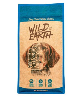 Wild Earth Dog Food for Allergies, Vegan Dry Dog Food, High Protein Plant Based Kibble, Vegetarian, Veterinarian-Developed for Complete Nutrition, Digestive Support & Allergy Relief, 4lb