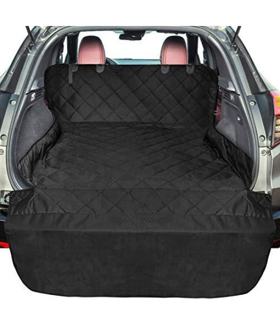 F-color SUV Cargo Liner for Dogs, Upgraded Extra Large Water Resistant Pet Cargo Cover Dog Seat Cover Mat for SUVs Sedans Vans with Bumper Flap Protector, Non-Slip, Wear-Proof, Universal Fit, Black