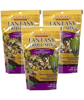 Sunseed 3 Pack of Fantasy Fruit Mix Treat for Cockatiels and Lovebirds, 11 Ounces Per Pack