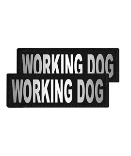 Dogline Working Dog Vest Patches - Removable Working Dog Patch 2-Pack with Reflective Printed Letters for Support Therapy Dog Vest Harness Collar or Leash Size C (2" x 6")