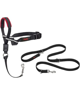 Halti Optifit Headcollar and Training Lead Combination Pack, Stop Dog Pulling on Walks with Halti, Includes Medium Optifit Head Collar and Double Ended Lead, Black, Medium Head Collar (14324W)