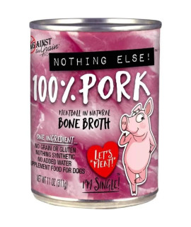 Against The Grain Nothing Else Grain Free One Ingredient 100% Pork Canned Dog Food, 11 oz, Case of 12
