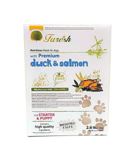 Alpha Dog Series Furesh Dry Dog Food with Premium Duck and Salmon, 2.6 lbs. (4 Boxes) (Starter & Puppy Formula)