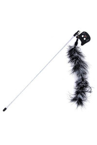 Touchcat Tail-Feather Designer Wand Cat Teaser, One Size, Black