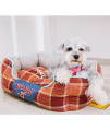 Touchdog Archi-Checked Designer Plaid Oval Dog Bed, Large, Blue