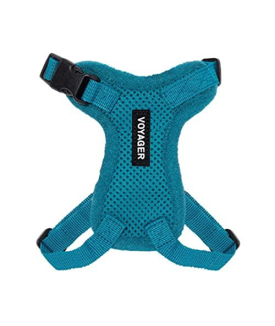 Voyager Step-in Lock Cat Harness - Adjustable Step-in Vest Harness for Small and Large Cats - Turquoise (Matching Trim), XX-Small