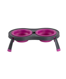 Dexas Pets Double Elevated Pet Feeder, Fuchsia, Large/2.5 Cup Capacity Bowls
