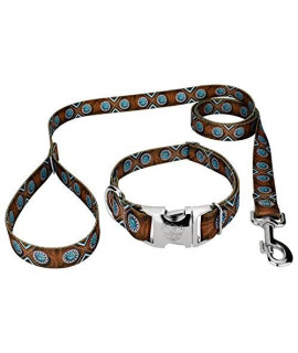 Country Brook Petz - Premium Saddle Up Dog Collar and Leash - Country and Western Collection with 6 Rugged Designs (5/8 Inch, Small)