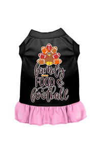 Mirage Pet Product Family, Food, and Football Screen Print Dog Dress Black with Light Pink XXL