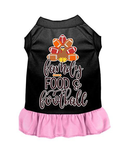Mirage Pet Product Family, Food, and Football Screen Print Dog Dress Black with Light Pink XXL