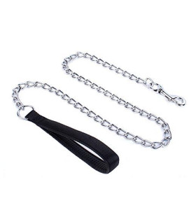 Petiry Chain Leash Metal Dog Leash Chrome Plated with Soft Padded Handle for Small Dogs/Black