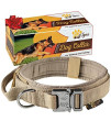ADITYNA Premium Dog Collar with Metal Buckle - Tactical Dog Collar for Large Dogs - Soft Padded, Heavy Duty, Adjustable Dog Collar with Handle for Training and Walking (L, Brown)