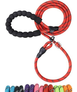 TagME Reflective Slip Lead Dog Leash for Puppy Small Dogs Training and Walking,6ft Climbing Rope Leash for Dogs Up to 50 lbs,Red