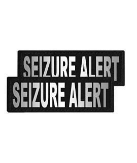Dogline Seizure Alert Vest Patches - Removable Seizure Alert Patch 2-Pack with Reflective Printed Letters for Support Dog Vest Harness Collar or Leash Size C (2" x 6")