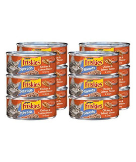 Purina Friskies Shreds Wet Cat Food, Chicken Salmon, 5.5 OZ Cans (12-Count)