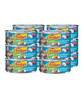 Purina Friskies Pate Wet Cat Food, Ocean Whitefish Tuna, 5.5 OZ Cans (12-Count)