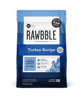 BIXBI Rawbble Dry Dog Food, Turkey Recipe, 4 Pound
