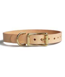 Jeereal Leather Dog Collar Solid Brass Hardware for All Small,Medium Dogs and Cats (S: for 10"-14"" Neck, Natural)"