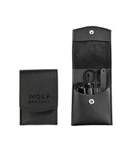 Wolf Project Mens Nail grooming Kit - Mens Manicure Set: A 4-piece (Tweezers And Nail clipper Set With File And Scissors) Stainless Steel grooming Kit For Men - The Perfect Travel Nail Kit For Men