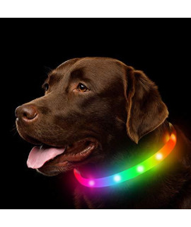NOVKIN LED Dog Collar , Rechargeable RGB Color Changing Light Up Dog Collars, Waterproof Dog Lights Make Pet Visible and Safety for Night Walking,Outdoor, Camping, for Small Medium Large Dogs