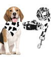 Cow Print Dog Bandana Collar and Leash Set for Daily Dogs Outdoor Walking Running Training Small Medium Pet Puppy Lovers Gifts Set of 3
