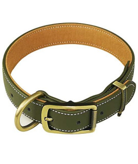 chede Basic Classic Padded Leather Dog Collars,Hair Clip-Proof Dog Collar,Alloy Hardware D-Ring for Small Medium Large and Extra Large Dogs